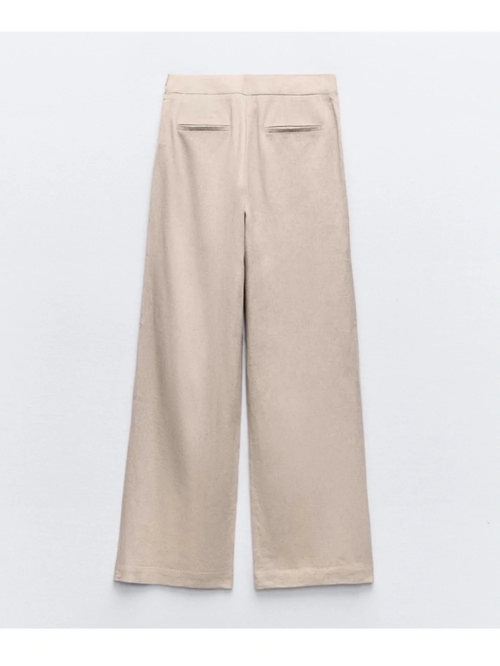 Zara Pareo Wrap-Front Wide Leg Linen Pants in Light Beige